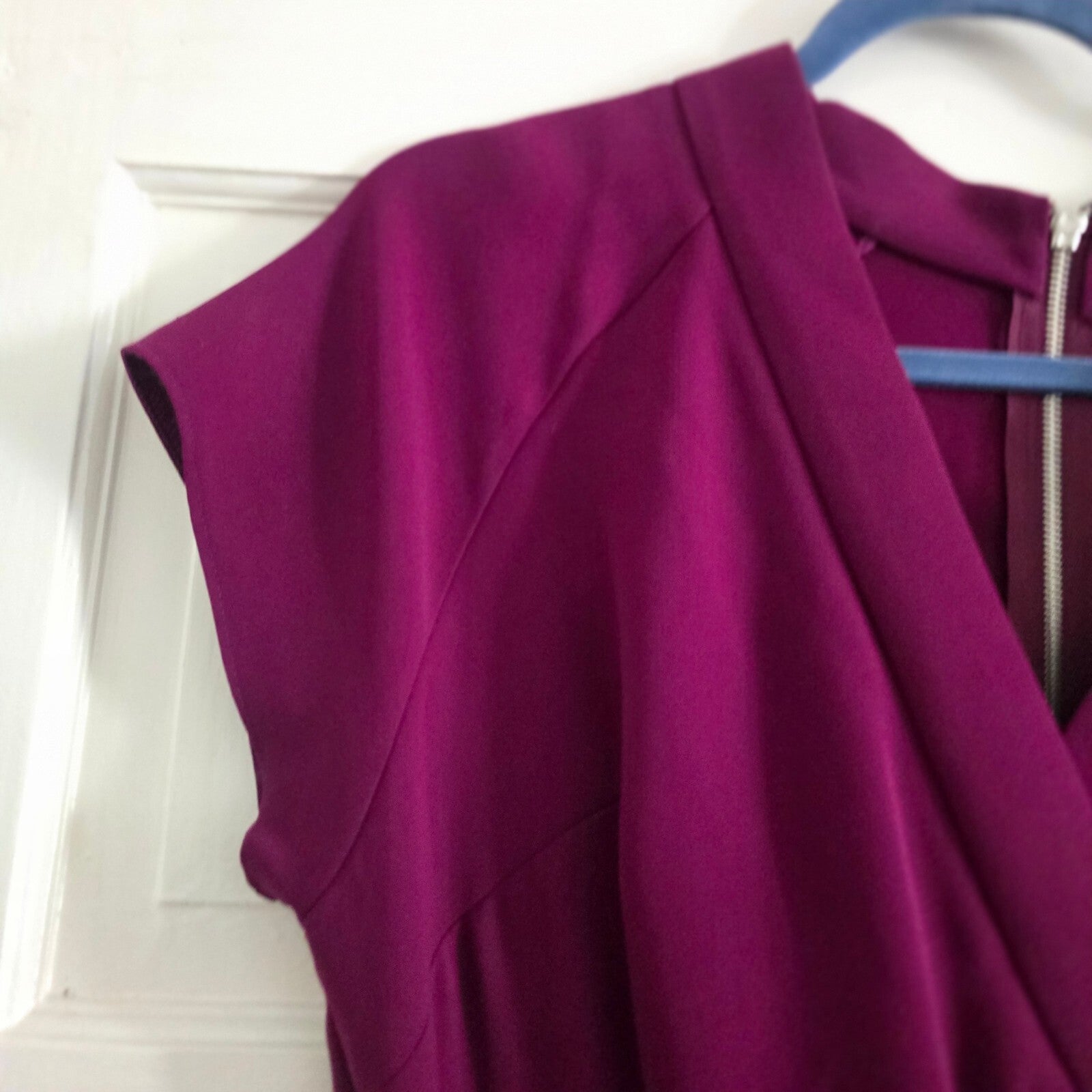 Elka Burgundy Dress with Draped Detail and Back Zip, Size XL, BNWT
