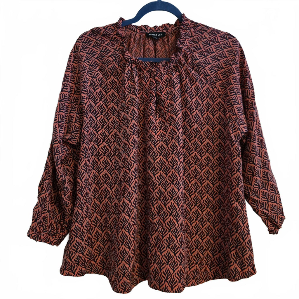 Whistles Women's Printed Long Sleeve Blouse Top Shirt UK10, relaxed fit