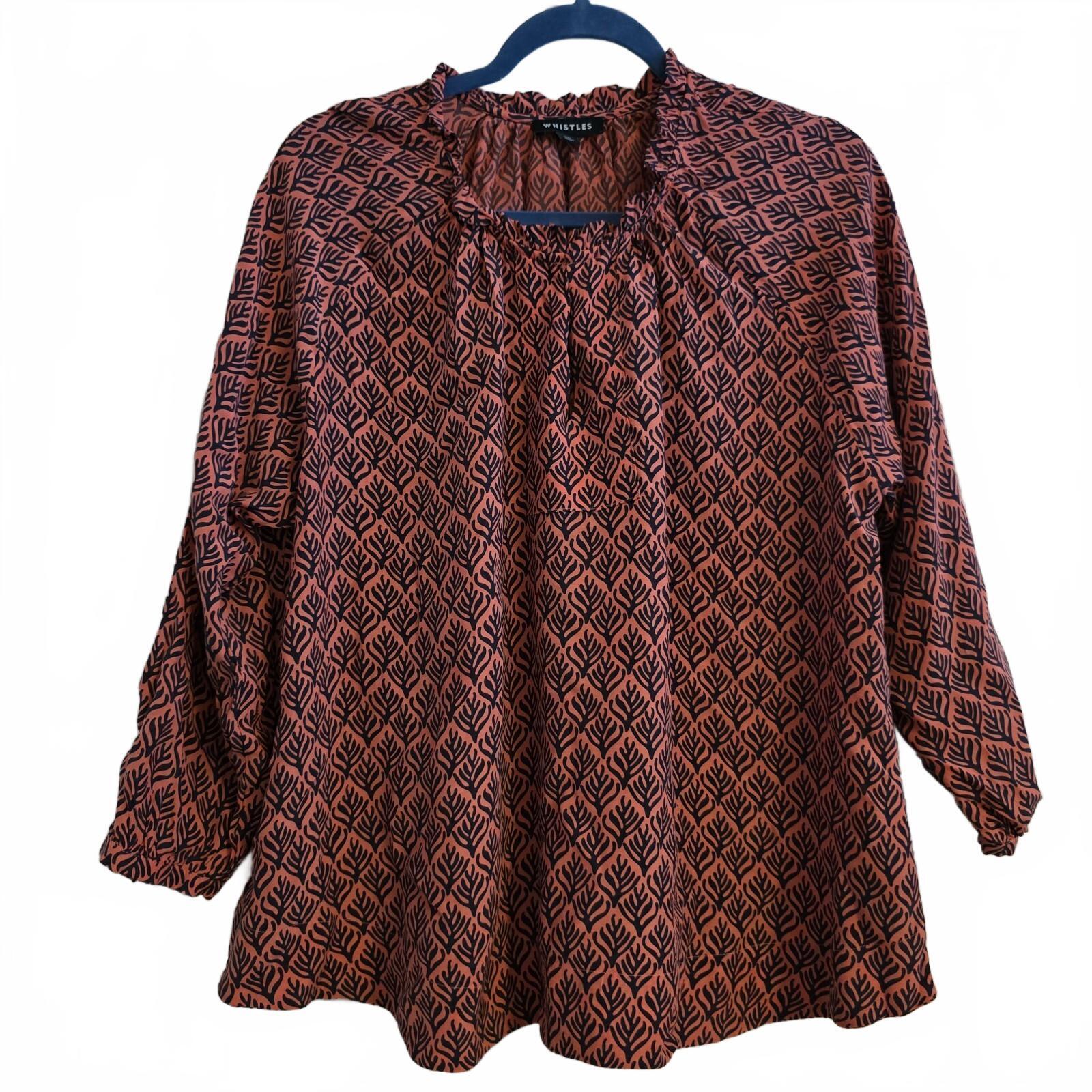 Whistles Women's Printed Long Sleeve Blouse Top Shirt UK10, relaxed fit