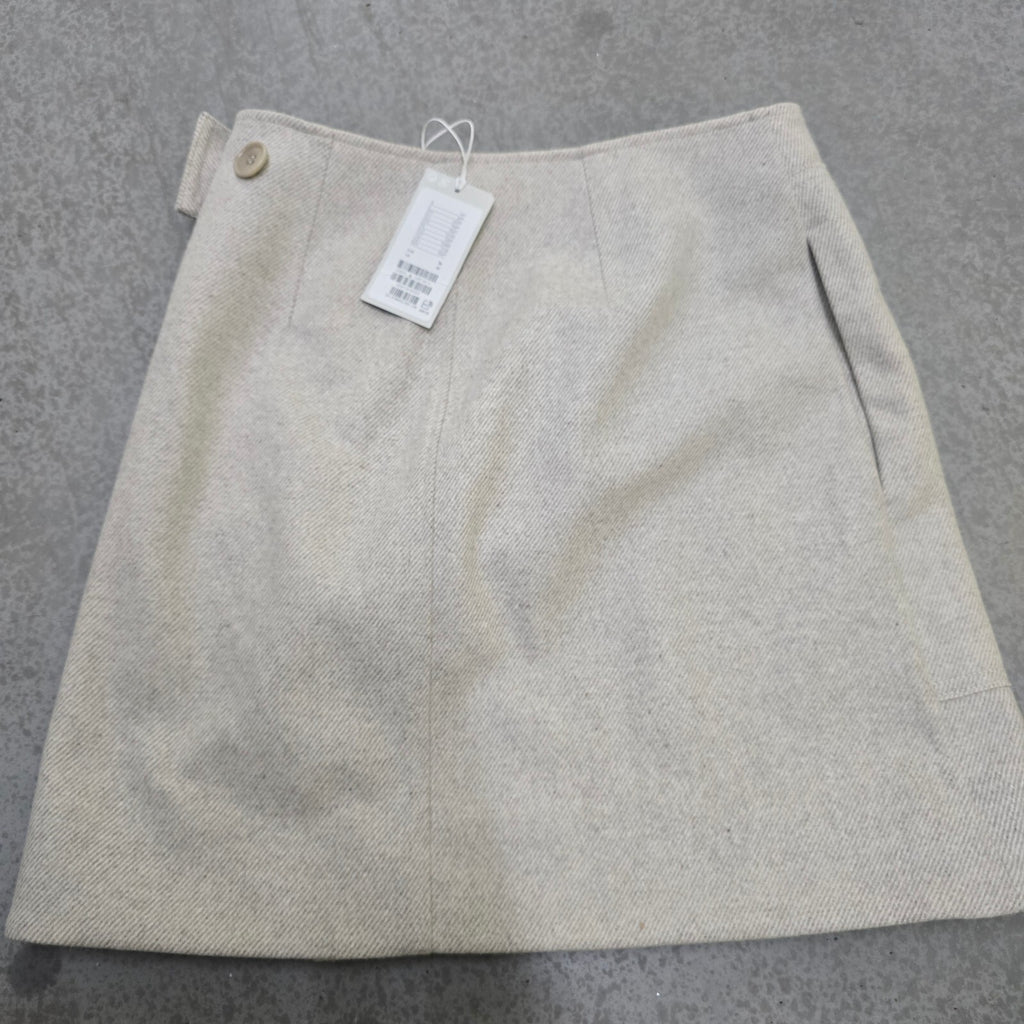 COS Beige Wool Mini Skirt with Button Detail, Size UK 10 / EUR 36 BNWT