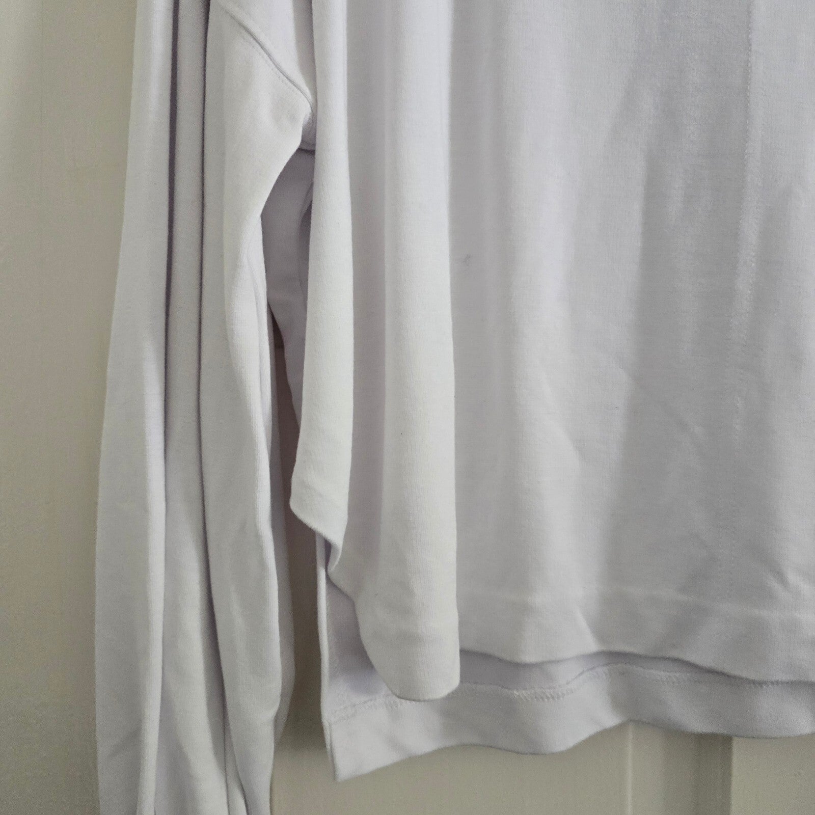French Connection White Long Sleeve Relaxed  Fit Top with Side Slits, Size M