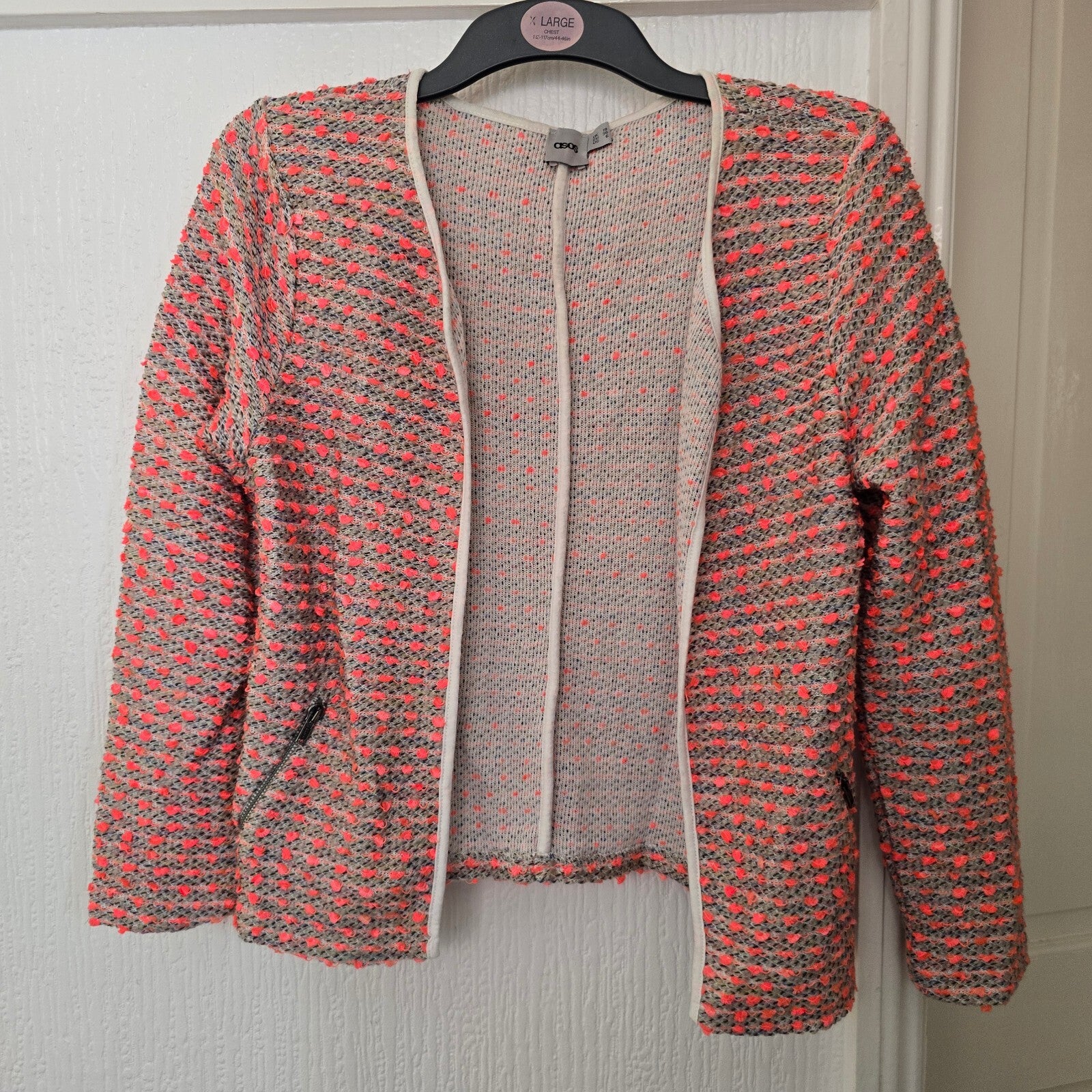 ASOS Textured Knit Open Front Cardigan Jacket UK 10