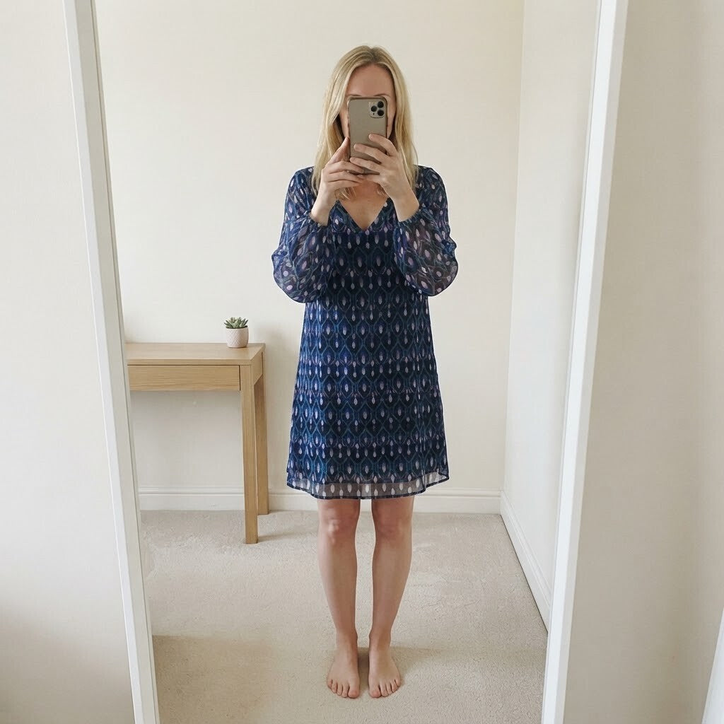 Wallis Women's Printed Sheer Sleeve Dress UK 18 EU 46 US 14