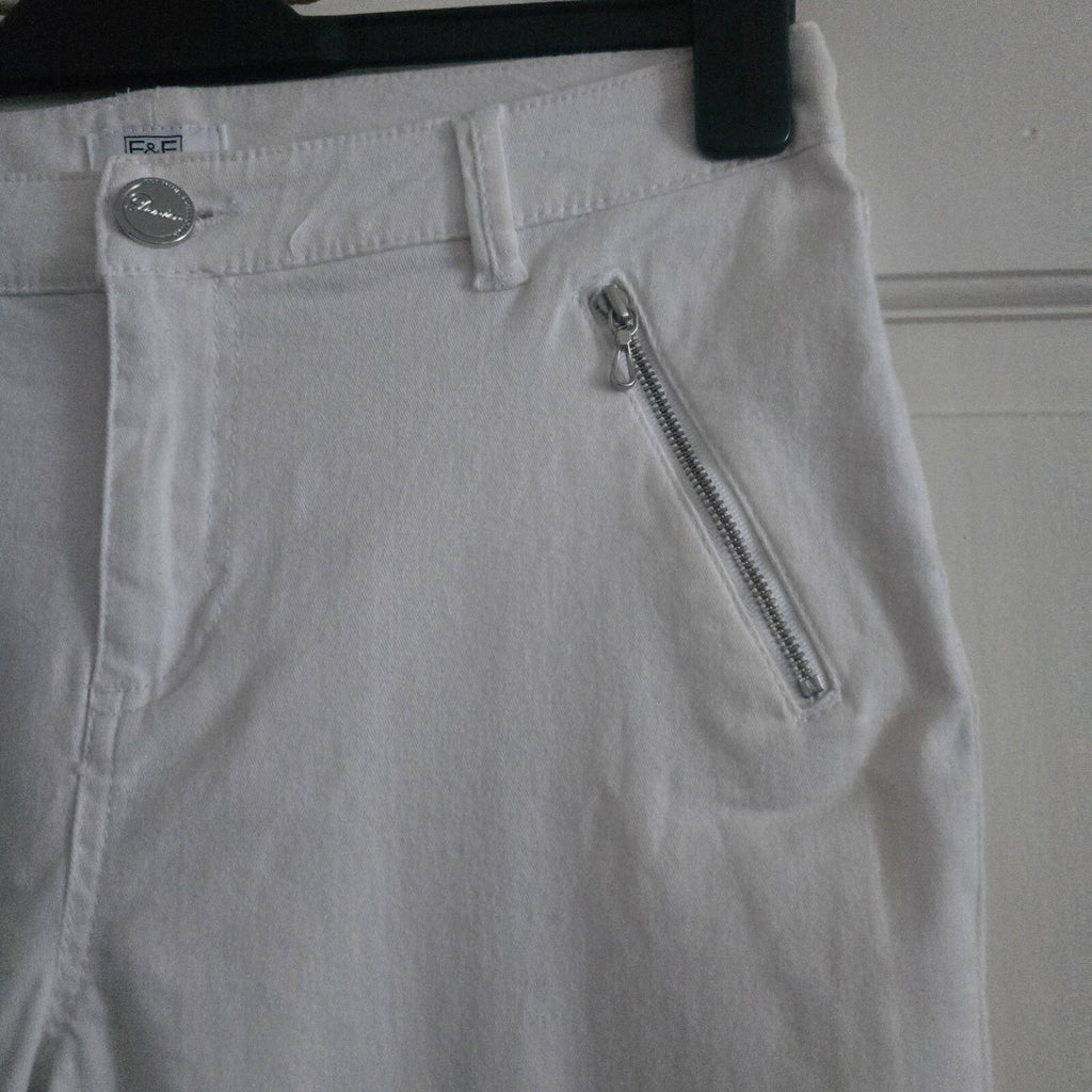 F&F White Skinny Jeans with Zip Detail UK 10, high waisted stretch skinny fit
