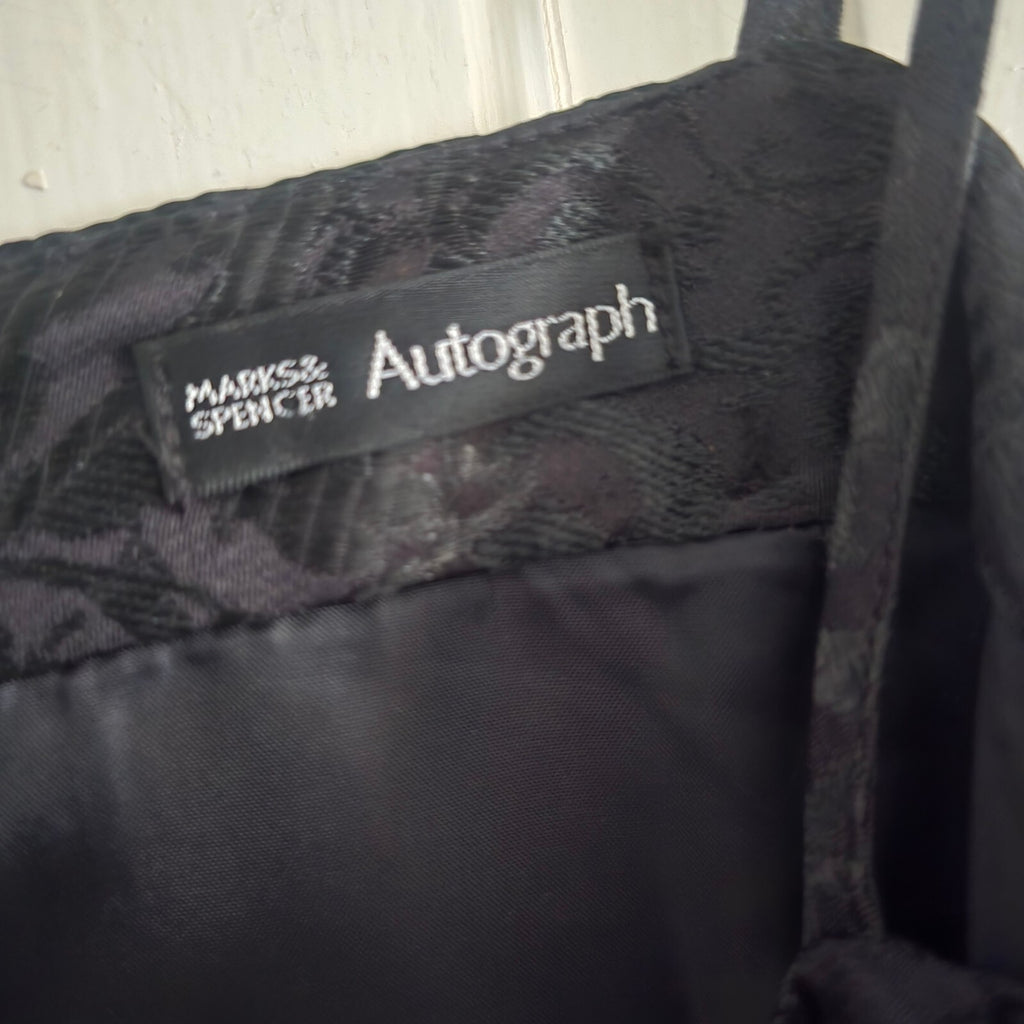 Marks & Spencer Autograph Black Jacquard Spaghetti Strap Dress UK 12, party glam