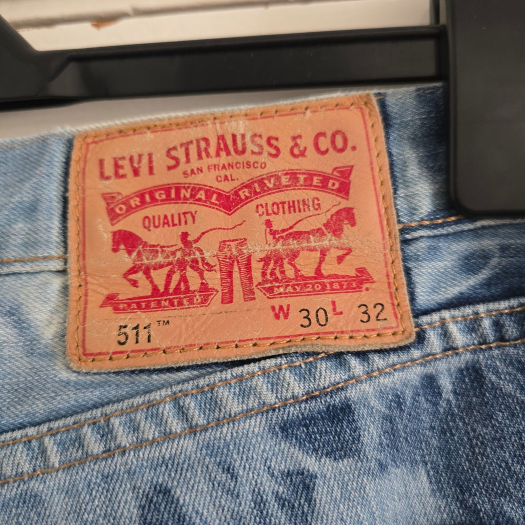 Levi's 511 Slim Fit Tie-Dye Effect Blue Denim Jeans W30 L32, rare, vintage