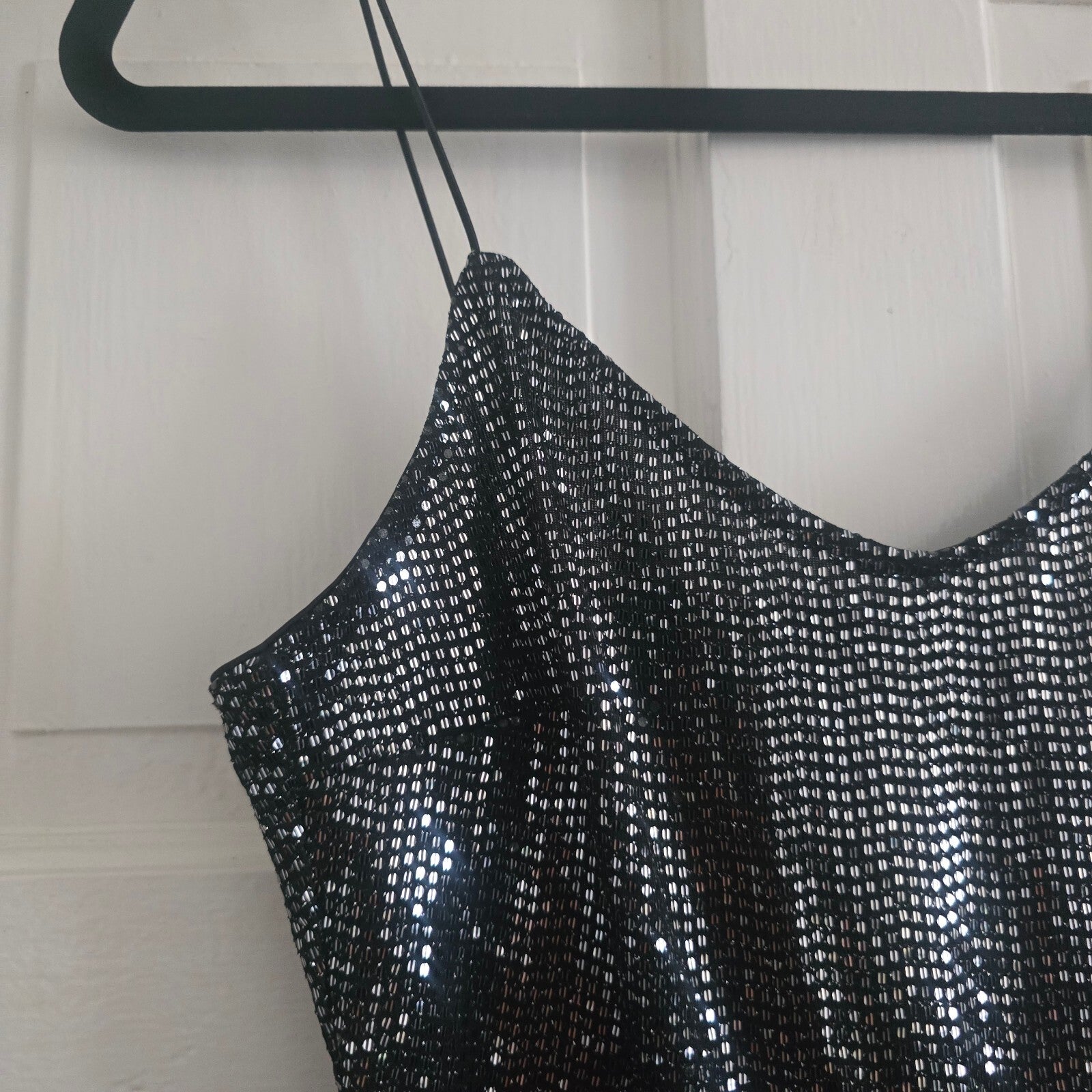 H&M Divided Black Sequin Spaghetti Strap Romper Size S, glam, party,