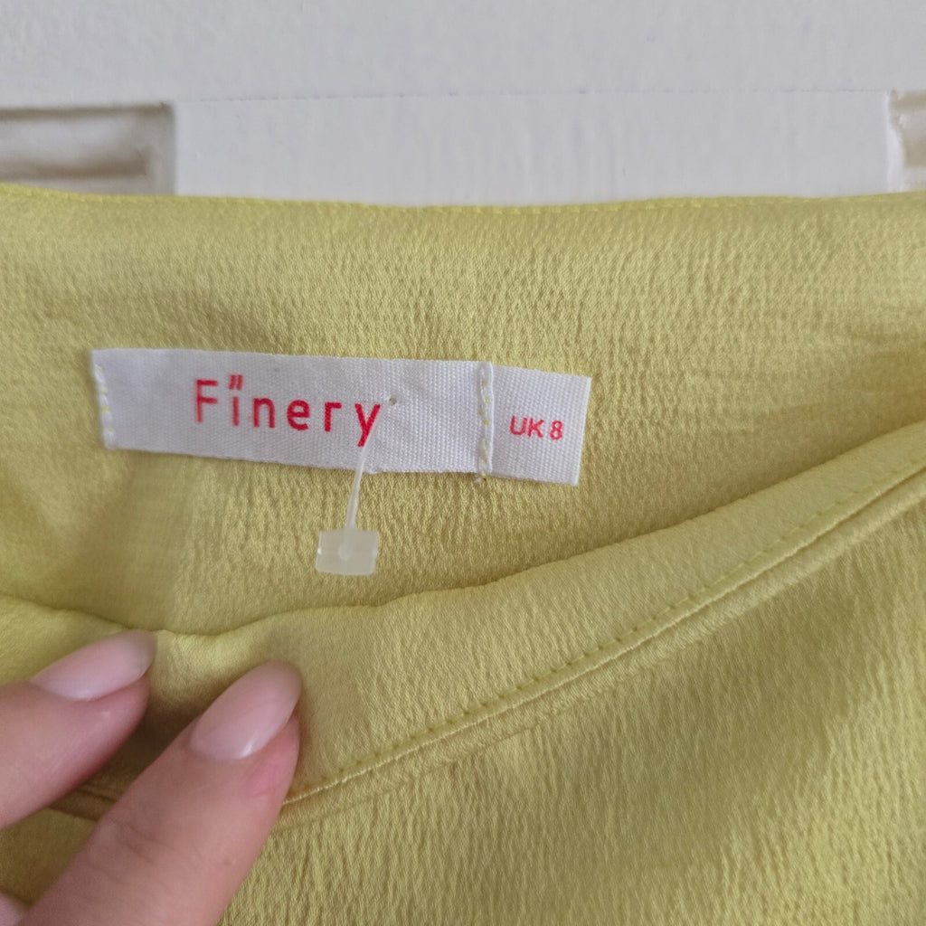 Finery Yellow Sleeveless Textured vest top, lightweight UK 8