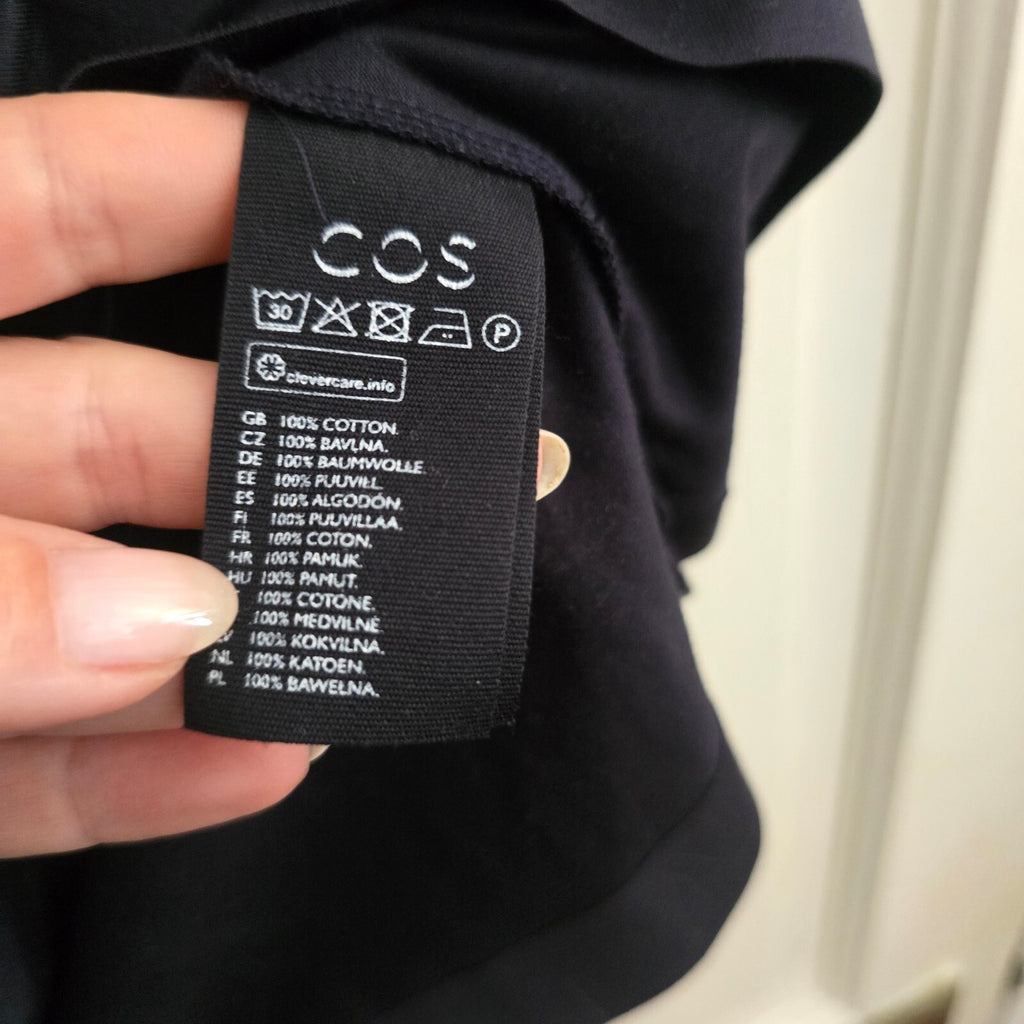 COS Black Cotton Soft Lightweight Relaxed Turtleneck Dress, Size M
