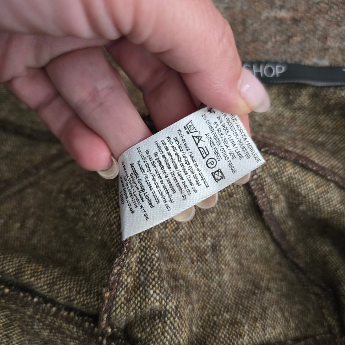 Topshop Brown Tweed Flared Mini Skirt UK Size 10, wool mix, y2k, vintage