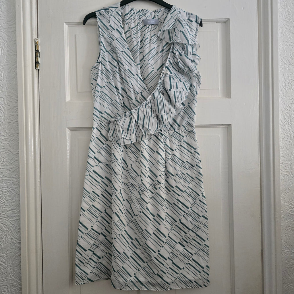 Farhi Sleeveless Ruffle Detail Cotton Dress UK Size 10, lightweight, summer,