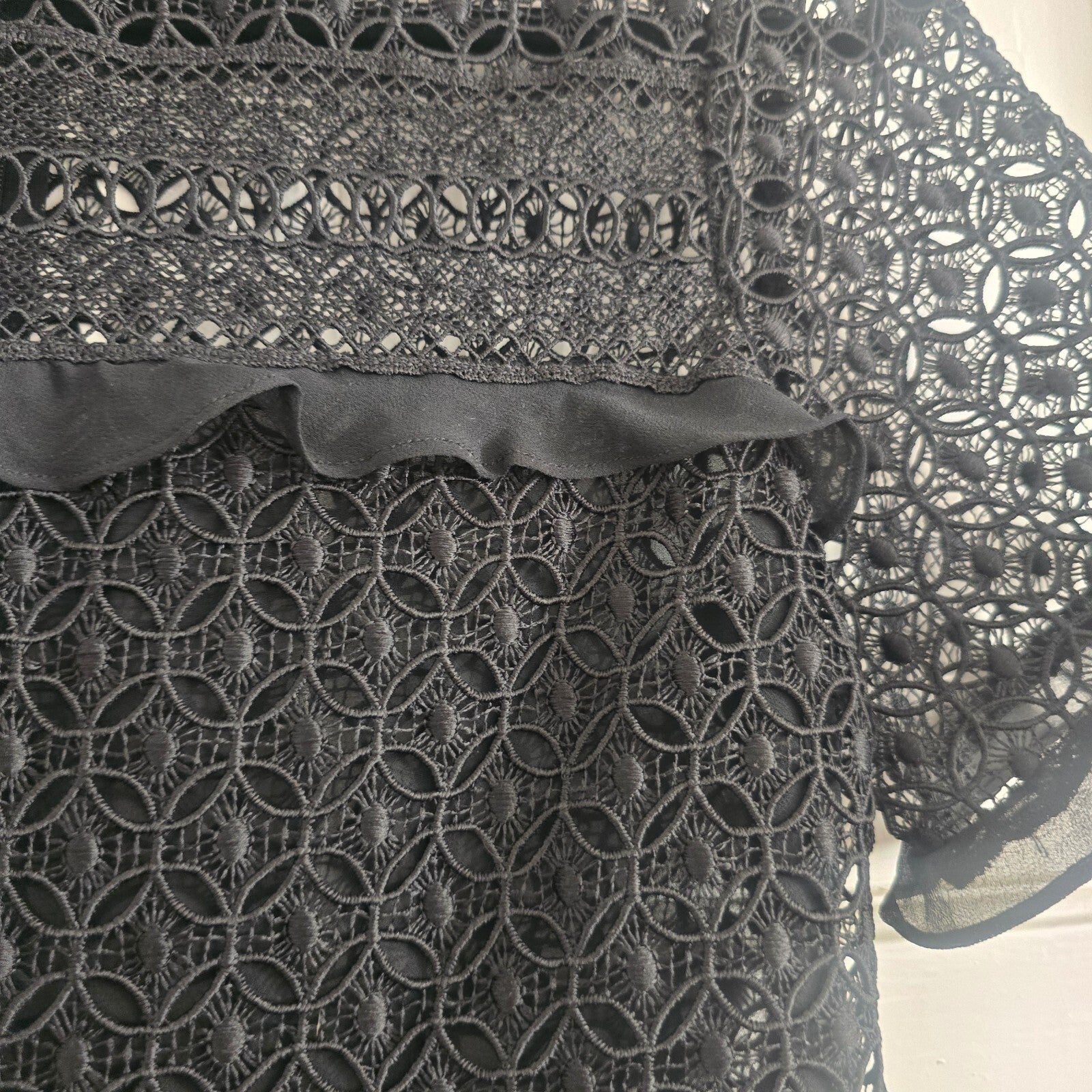Zara Woman Black Lace and Solid Mini Dress, a line, skater, size M