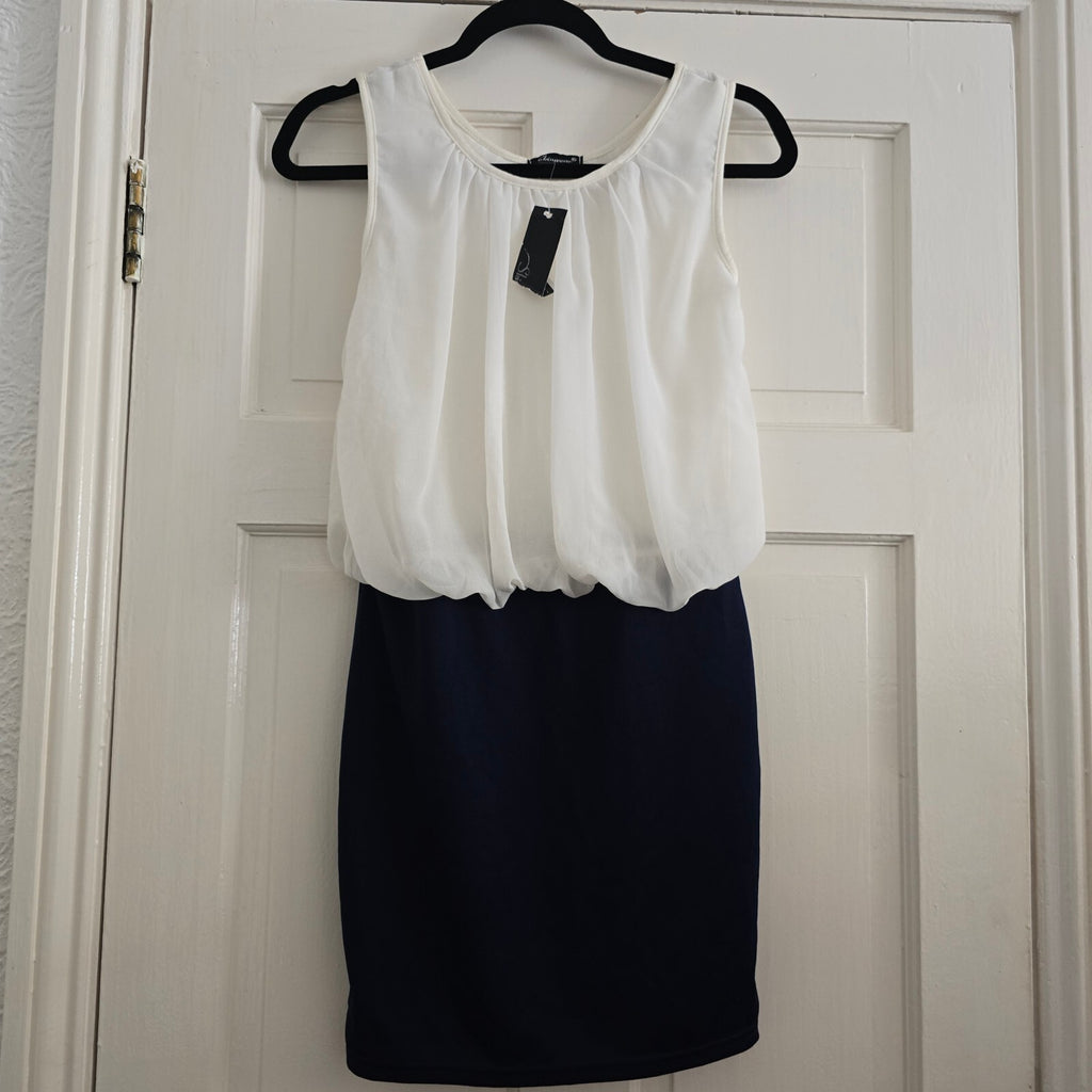 Skinwear Two-Tone Sleeveless Mini Dress Size S, BNWT, drape