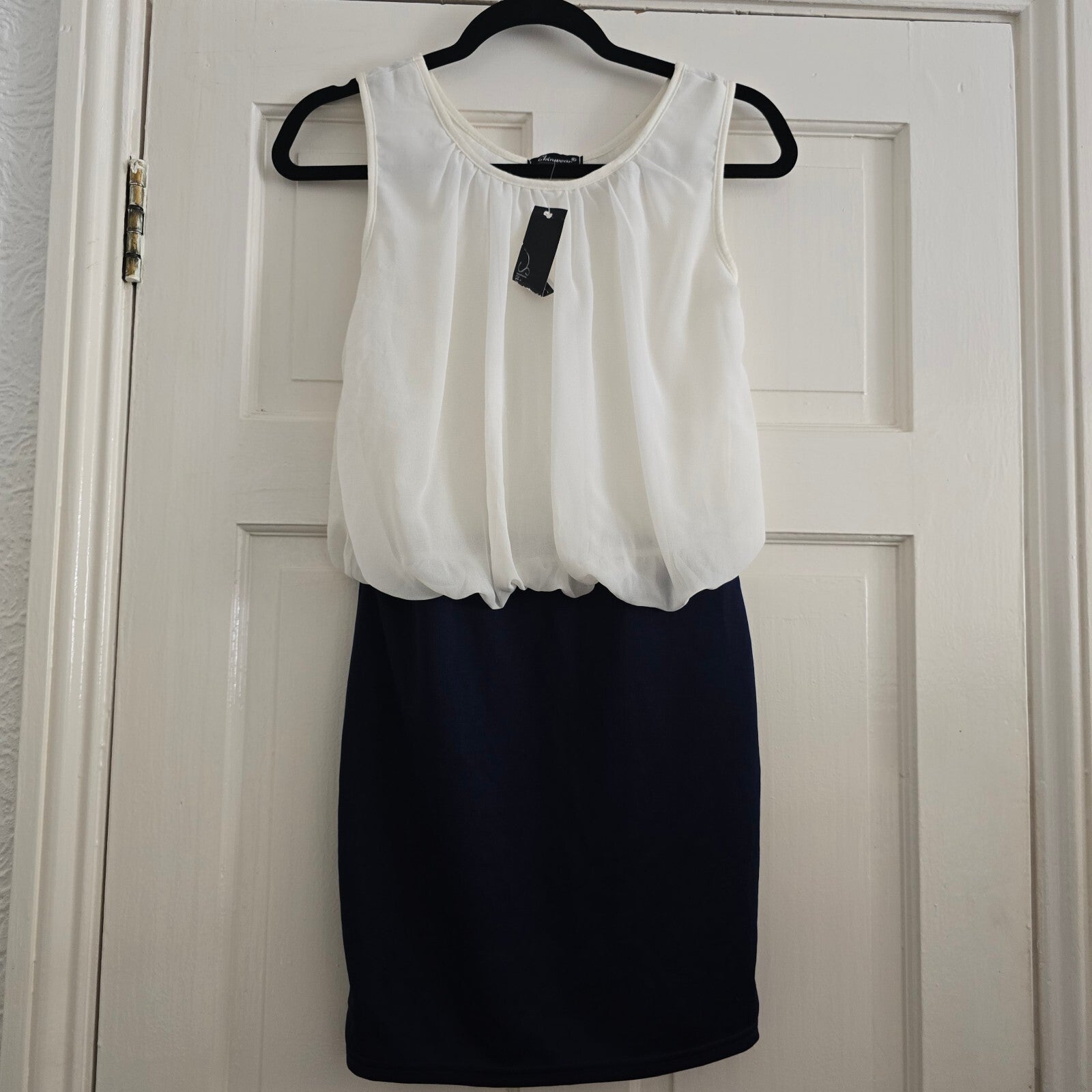 Skinwear Two-Tone Sleeveless Mini Dress Size S, BNWT, drape