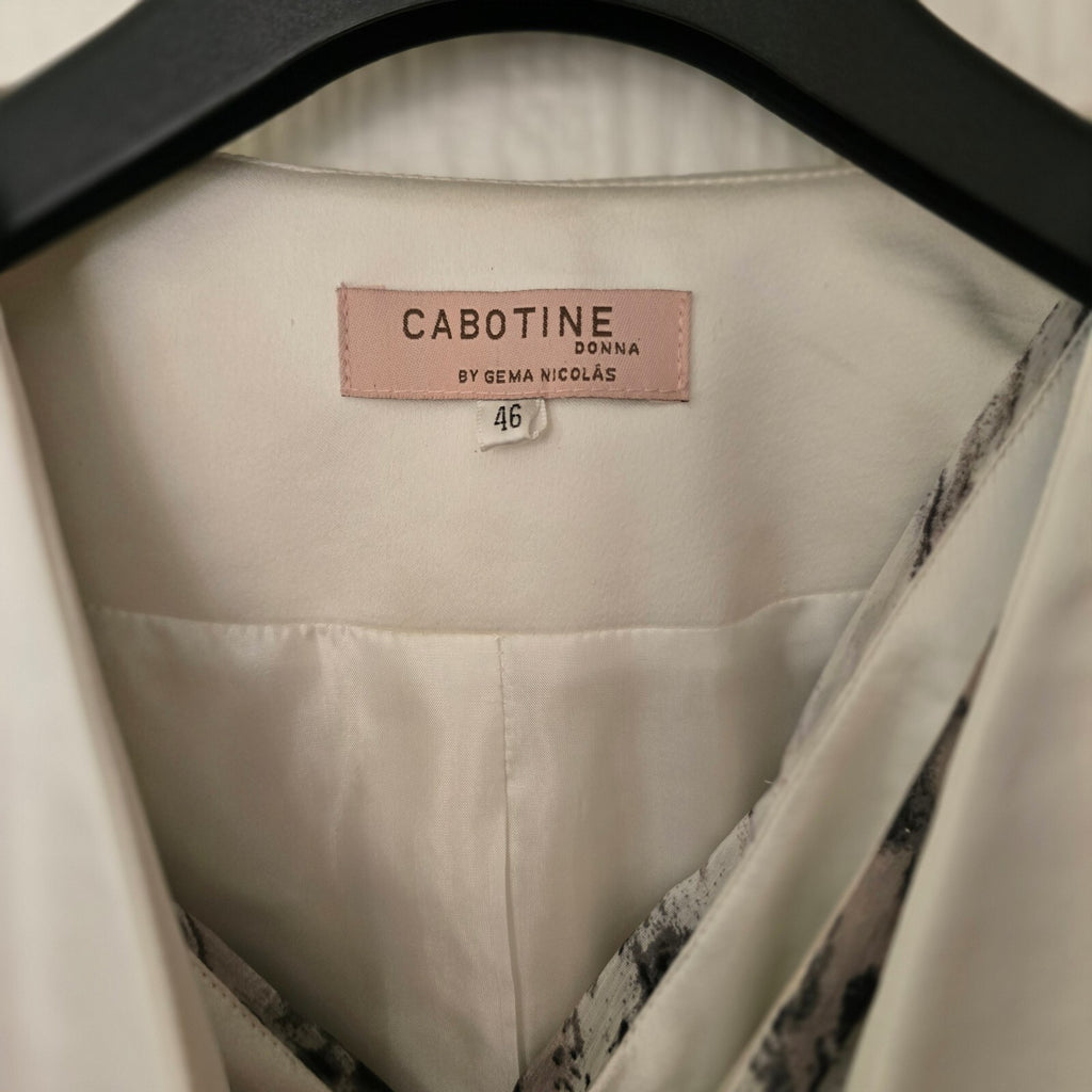 Cabotine Elegant Black and White Tiered Dress Suit Set White Jacket, size 18