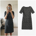 Next Black and Grey Geometric Pattern Short Sleeve Dress, size 8