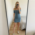 Bardot, off shoulder ribbed jersey bodycon mini dress with popper fastening 8