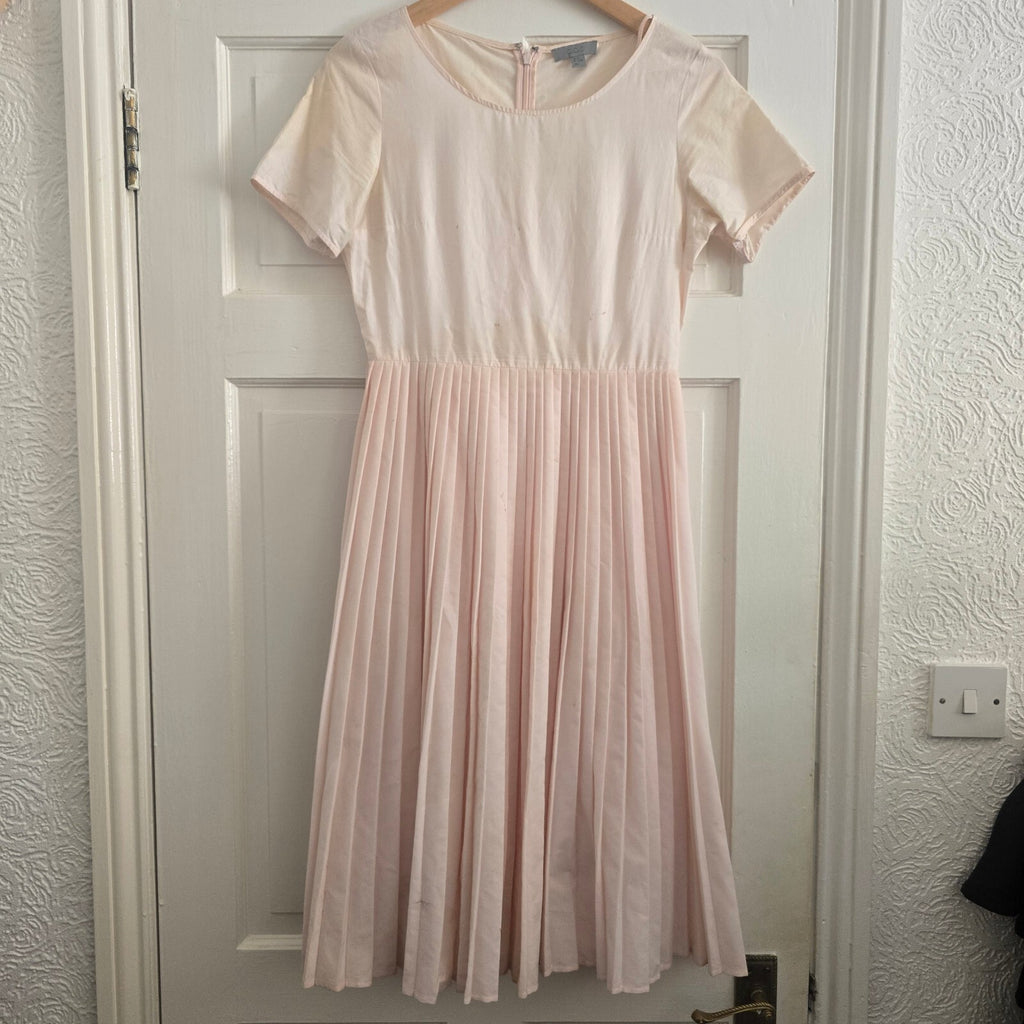 Elegant Pleated COS Dress in Light Pink, whimsical, mid length, size 8