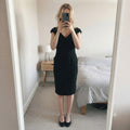 M&S Collection Black Sleeveless V-Neck Formal Business Tailored Midi Dress UK 14