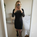 Jessica Howard Black Lace Sleeve Cocktail Dress UK Size 10, party, glam