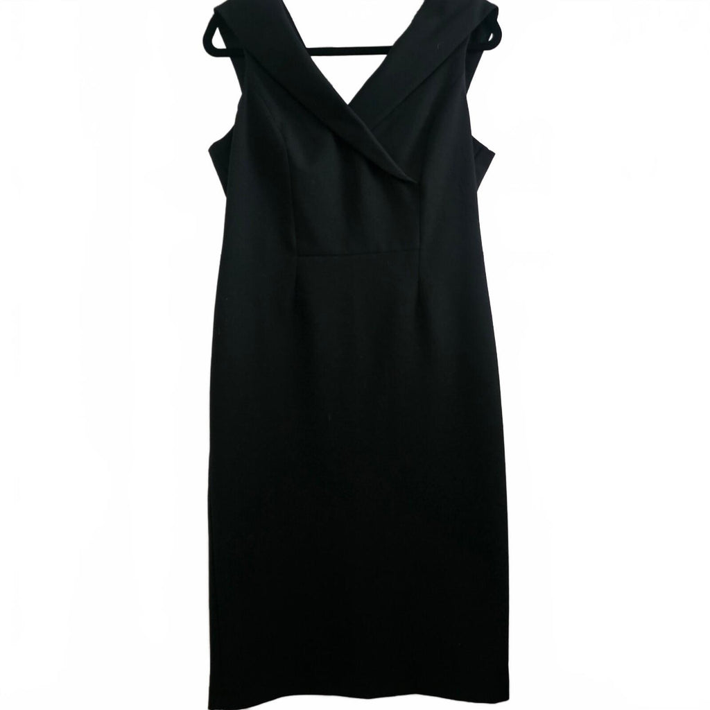 M&S Collection Black Sleeveless V-Neck Formal Business Tailored Midi Dress UK 14