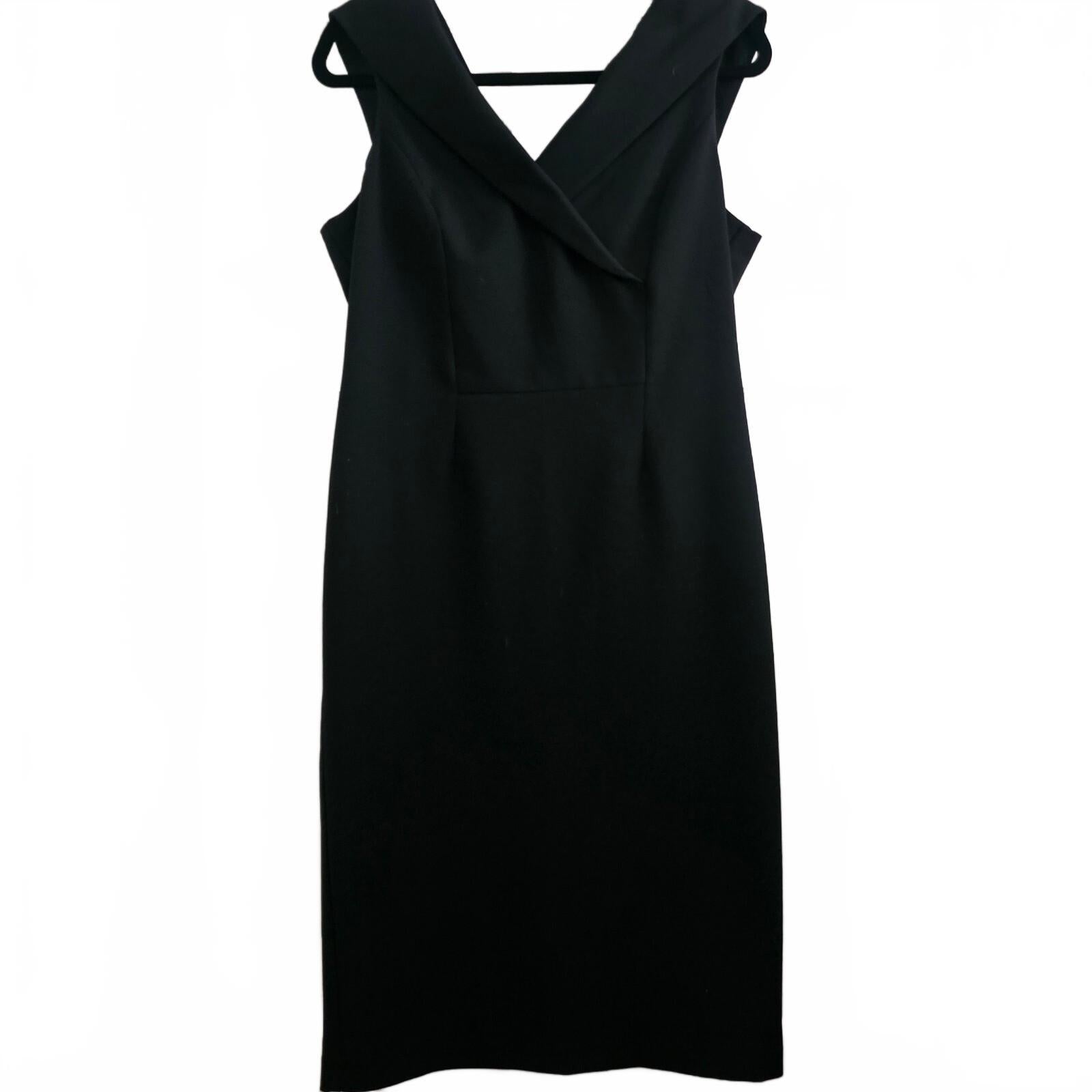 M&S Collection Black Sleeveless V-Neck Formal Business Tailored Midi Dress UK 14