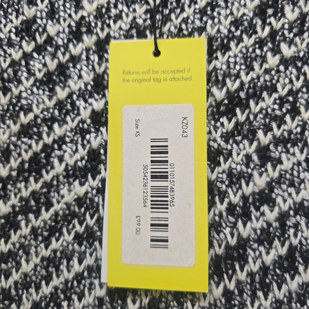 Karen Millen XS Black and White Knit Sweater Jumper with Fringe Detail BNWT, S