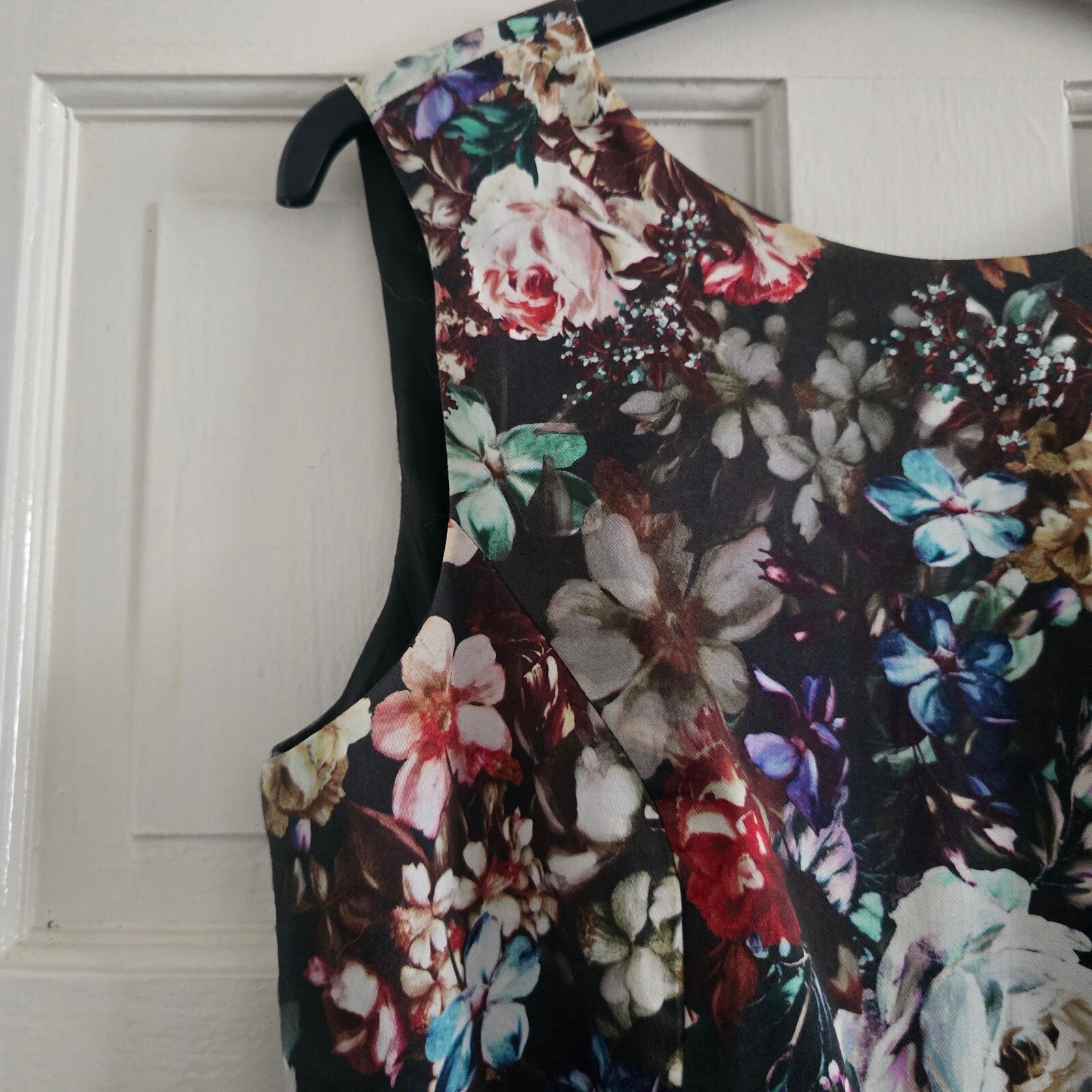 Warehouse Floral Sleeveless Dress UK 12, fit and flare, wedding guest, mini