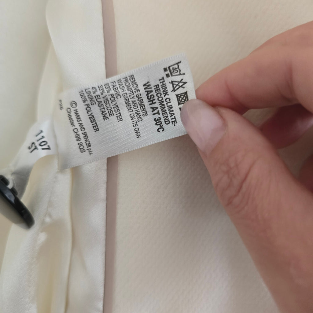 Marks & Spencer Cream Double-Breasted Pea Coat with Black Buttons Size 10P