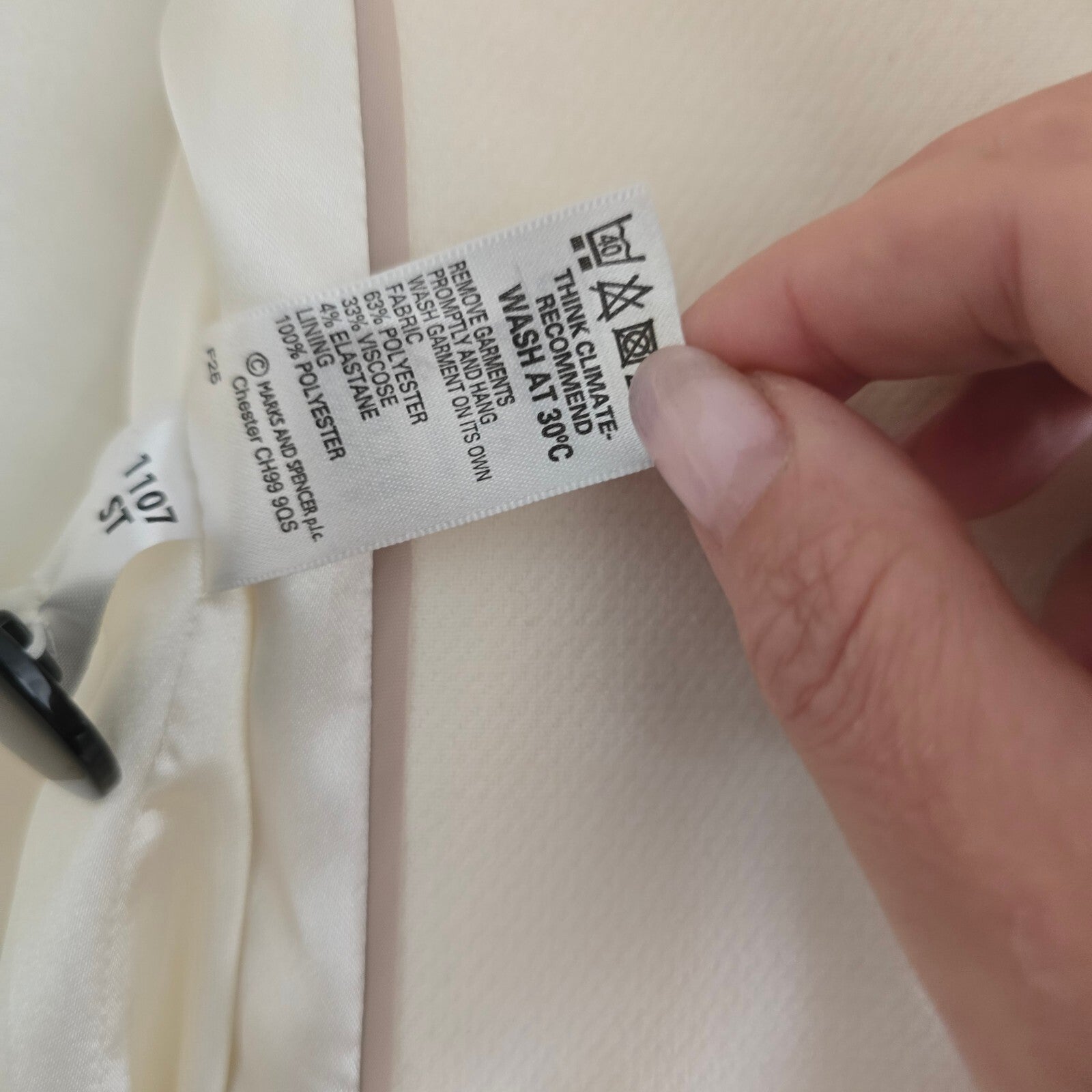 Marks & Spencer Cream Double-Breasted Pea Coat with Black Buttons Size 10P