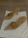 L.K. Bennett Precious Camel Suede Pointed Toe Slingback Heels Size 37.5, BNWT
