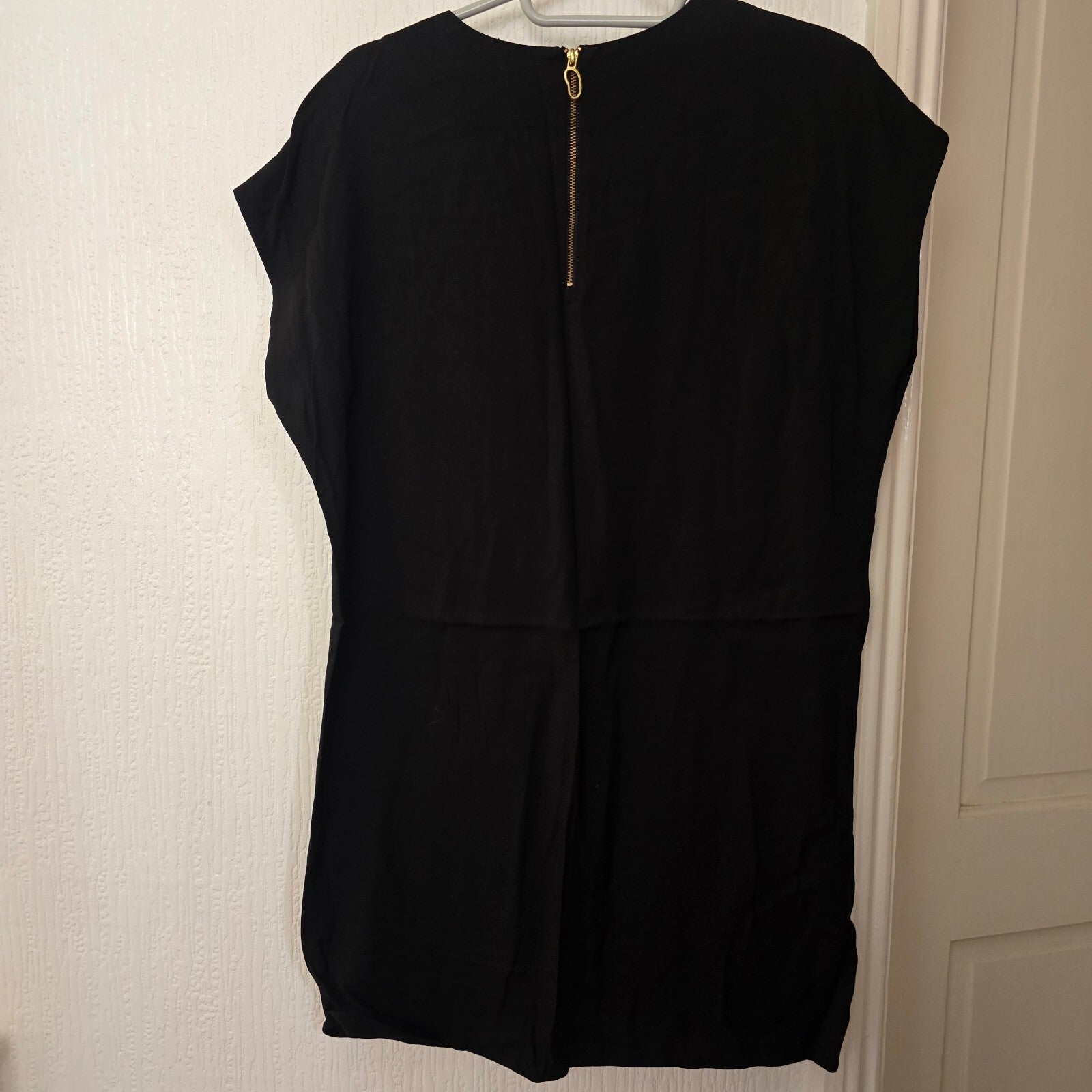 & Other Stories Black Viscose Dress with Gold Zipper Back Detail, size 10