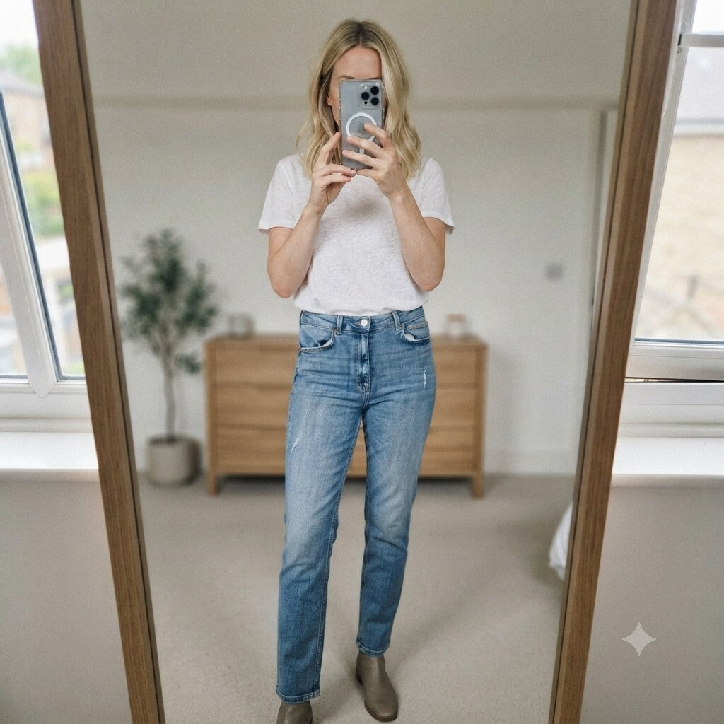 Zara The HW Slim Full Length Light Blue Denim Jeans, size 10