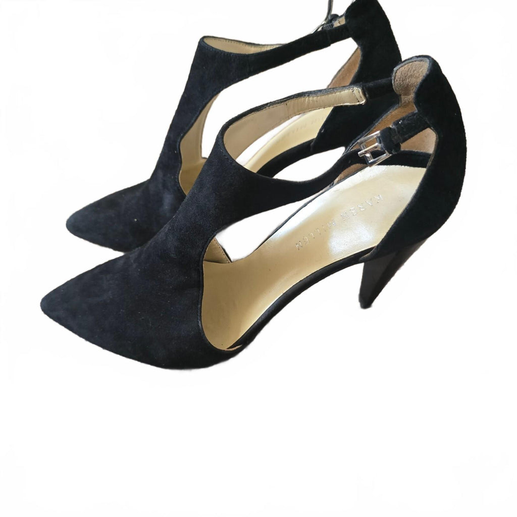 Karen Millen Black Suede Pointed Toe High Heel Shoes Size 39, UK 6