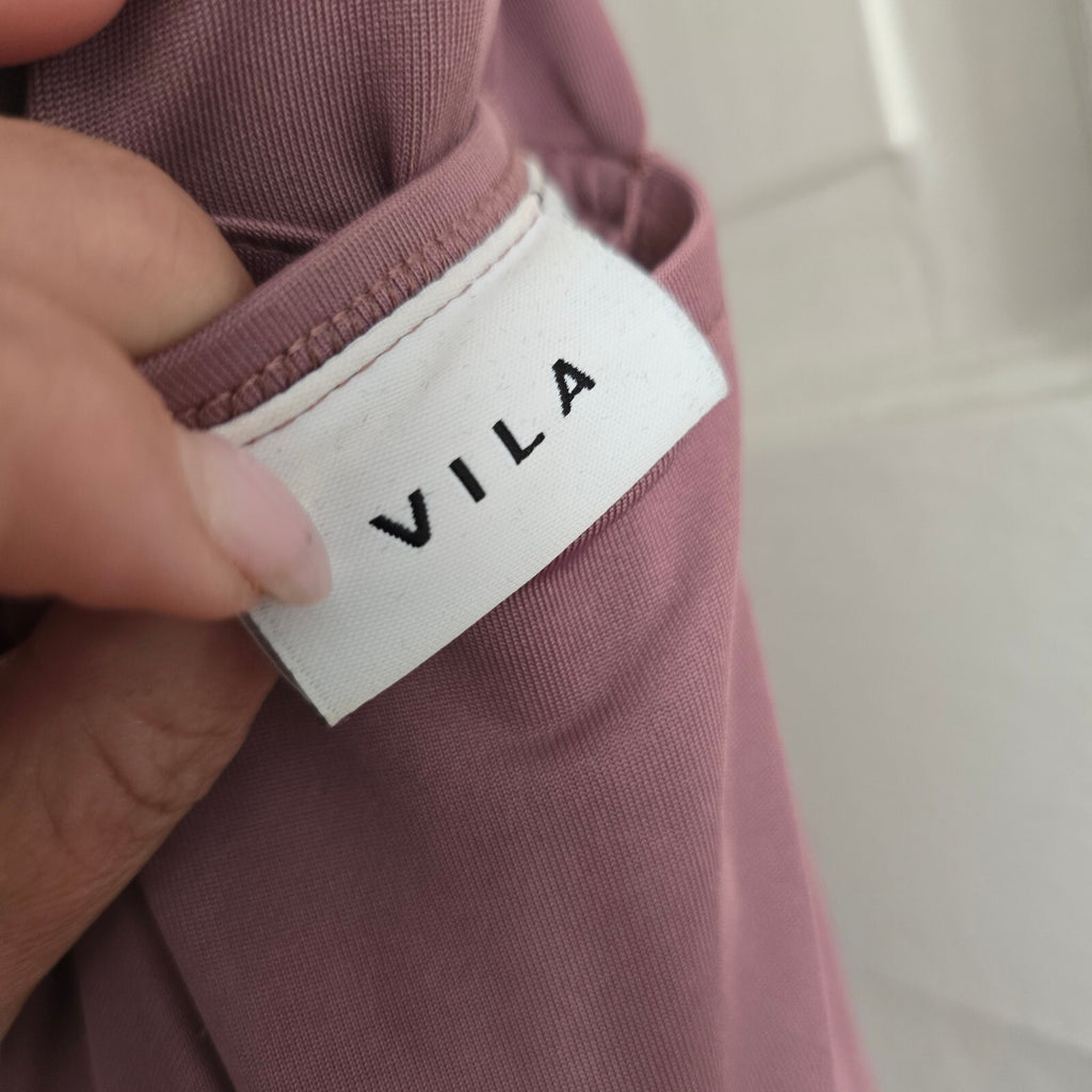 VILA Mauve Sleeveless Maxi Dress with Deep V-Neckline, Size XS
