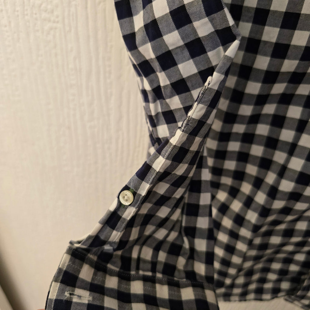 Lacoste Men's Navy and White Check Cotton Button-Down Shirt Size 38