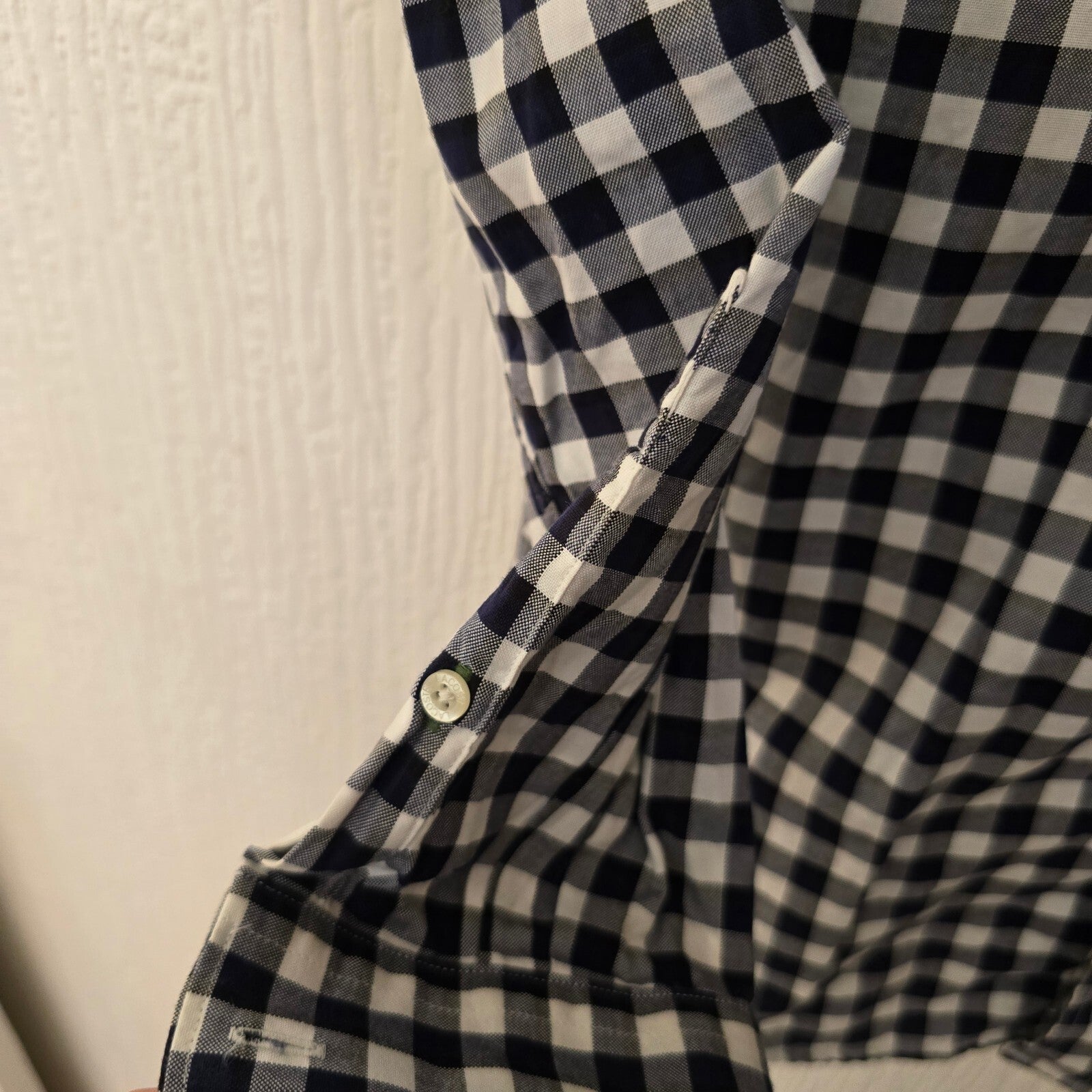 Lacoste Men's Navy and White Check Cotton Button-Down Shirt Size 38