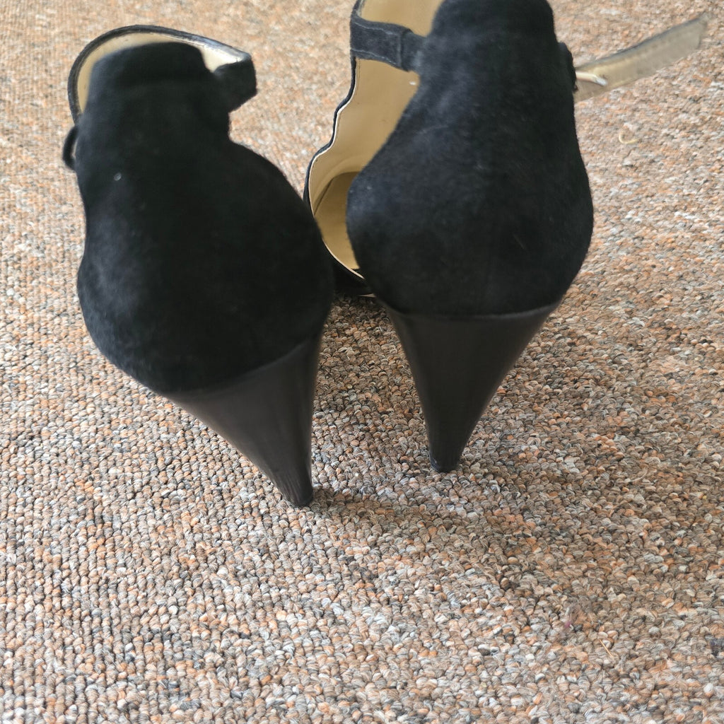 Karen Millen Black Suede Pointed Toe High Heel Shoes Size 39, UK 6