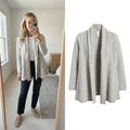 White Company Cashmere Open Front Cardigan Sweater, Size L