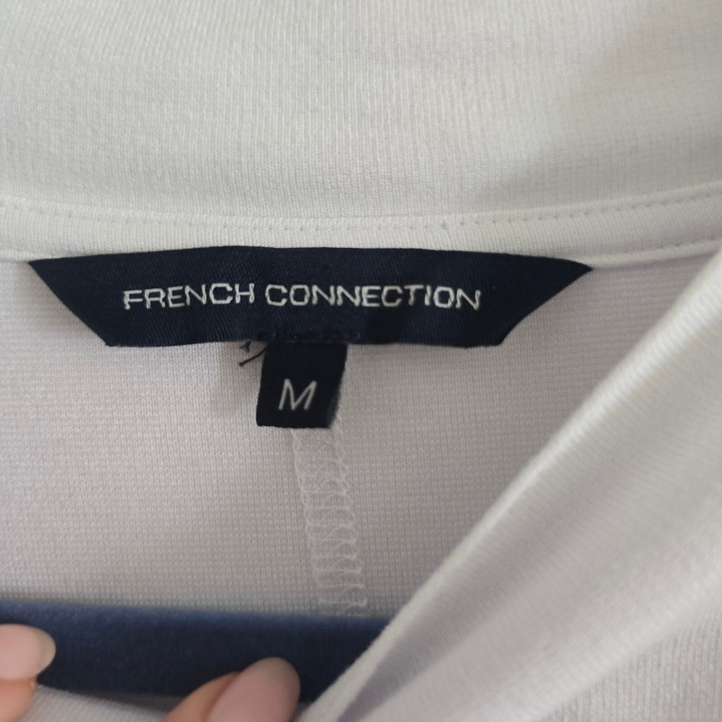 French Connection White Long Sleeve Relaxed  Fit Top with Side Slits, Size M