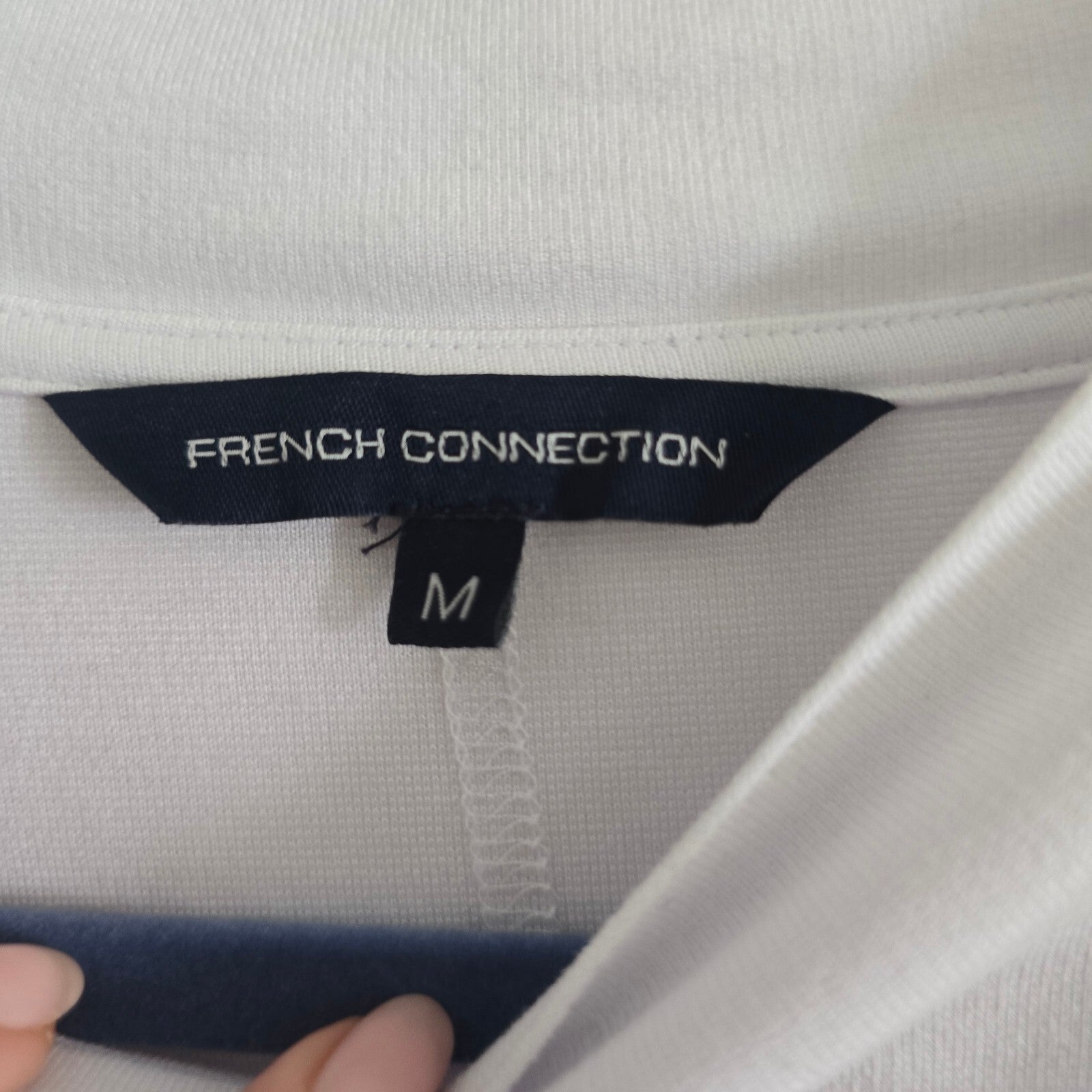 French Connection White Long Sleeve Relaxed  Fit Top with Side Slits, Size M