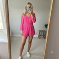 Alfani Pink V-Neck 3/4 Sleeve Romper Playsuit Size M BNWT