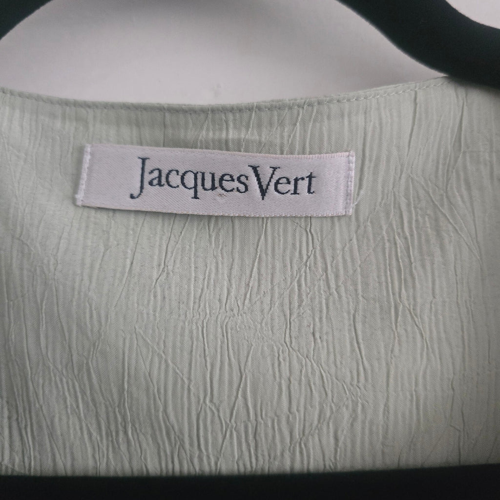 Jacques Vert Light Green Pleated Front Short Sleeve Blouse UK 12