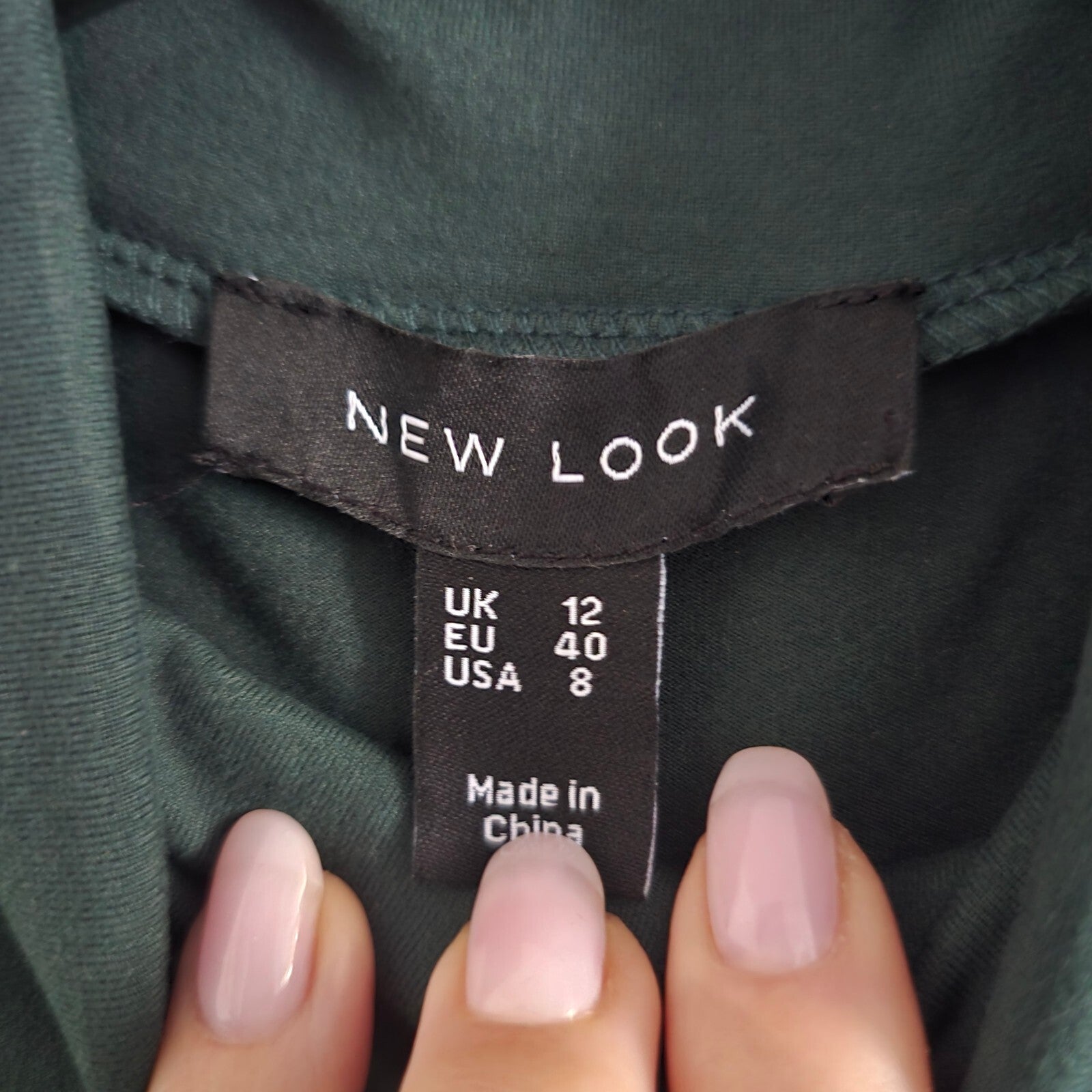 New Look Dark Green Long Sleeve Turtleneck Bodycon Dress UK 12 EU 40 USA 8