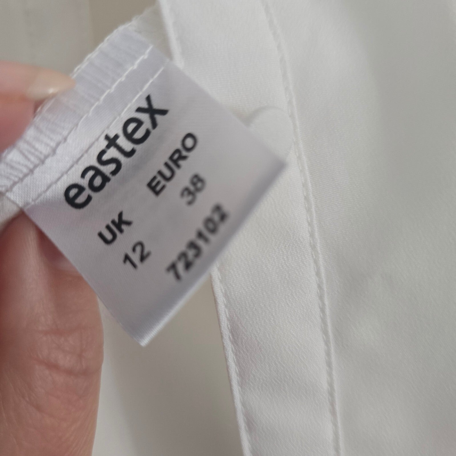 Eastex White Pleated Front Blouse Shirt UK 12 EU 38 100% Polyester