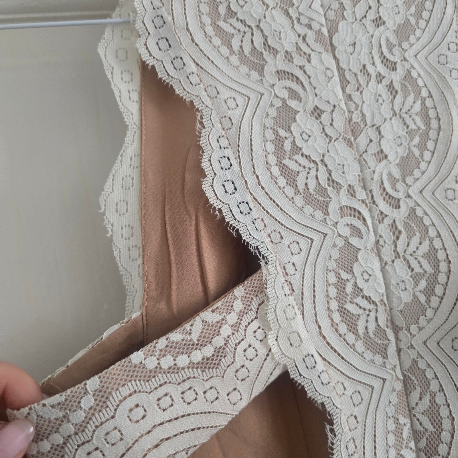 Love Triangle Nude and White Lace Overlay Dress Size 10, bridal, hen party