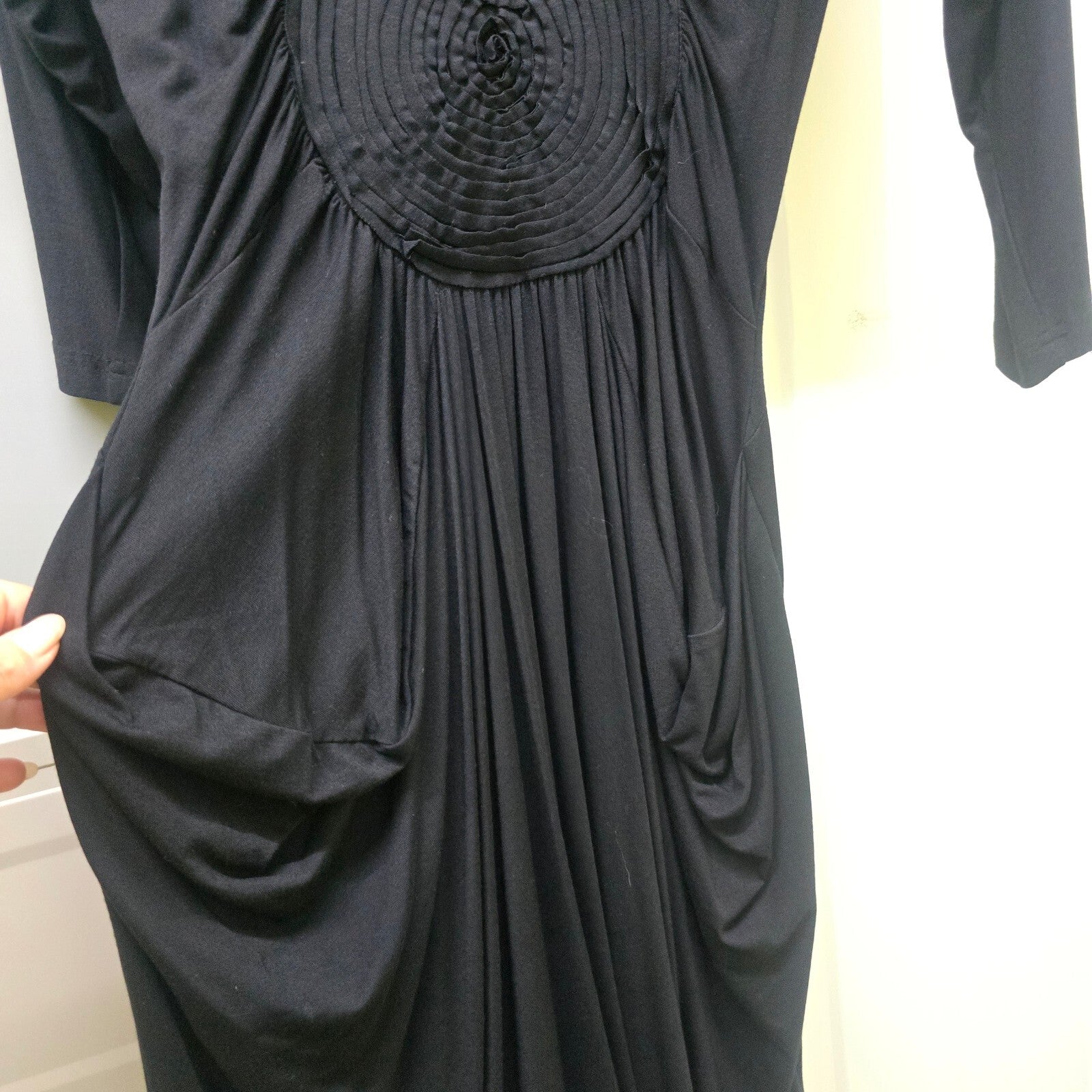 Day Birger et Mikkelsen Black Modal Blend Midi Dress with Circular Detail, XS