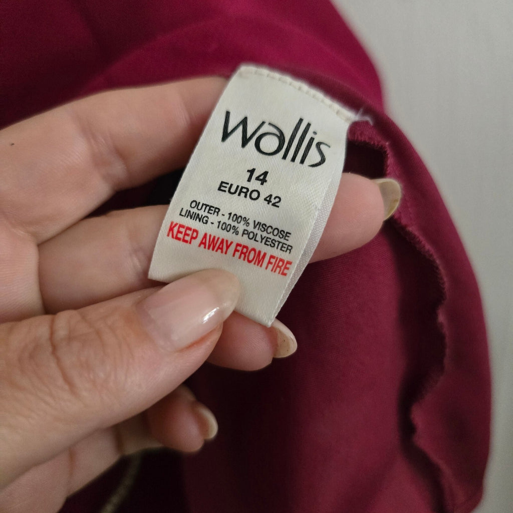 Wallis Burgundy Beaded Hem Midi Skirt UK Size 14, vintage,