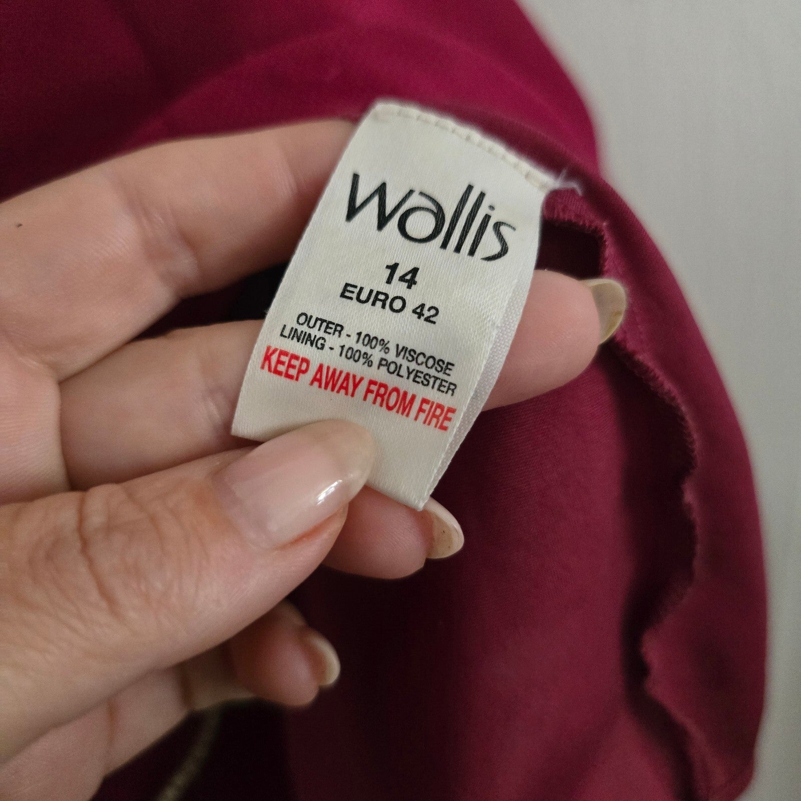 Wallis Burgundy Beaded Hem Midi Skirt UK Size 14, vintage,