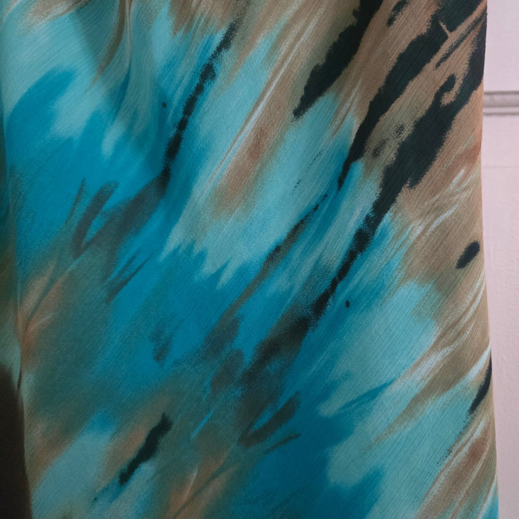 Per Una Elegant Blue and Brown Tie-Dye Layered Midi Dress Size 12, wedding, glam